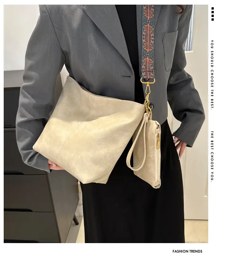 Vintage Beige Bucket Bag Women 2024 New Arrival — feature 2