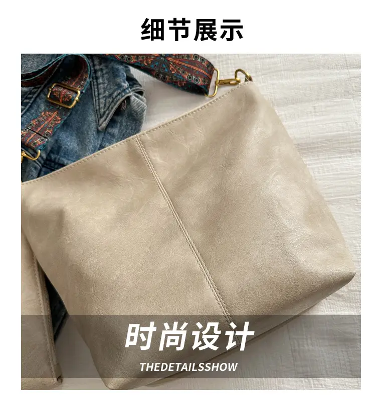 Vintage Beige Bucket Bag Women 2024 New Arrival — feature 4