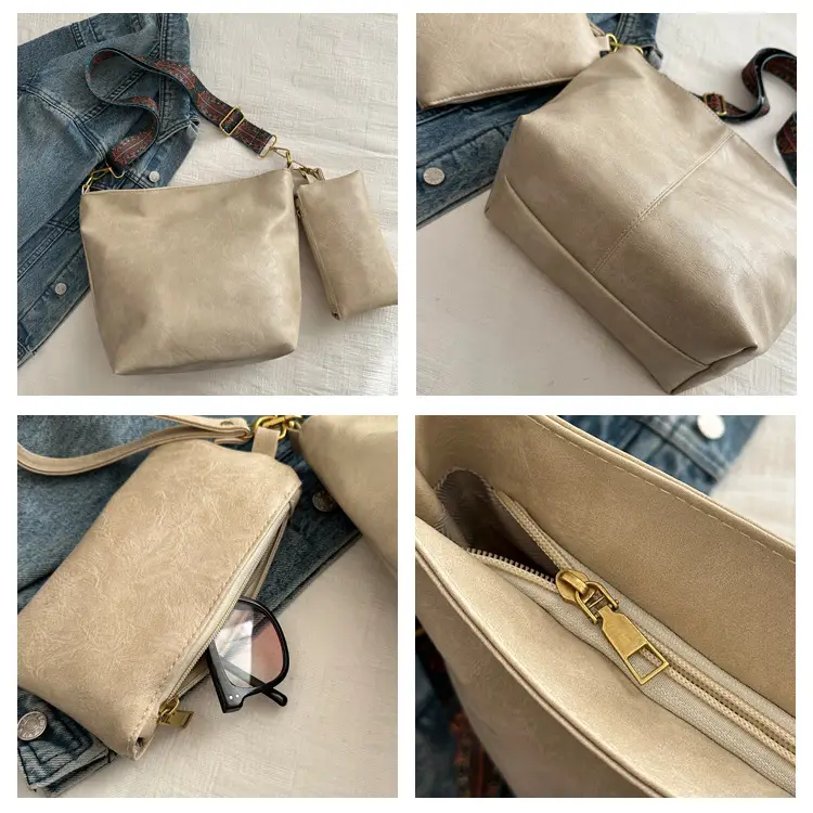 Vintage Beige Bucket Bag Women 2024 New Arrival — feature 9