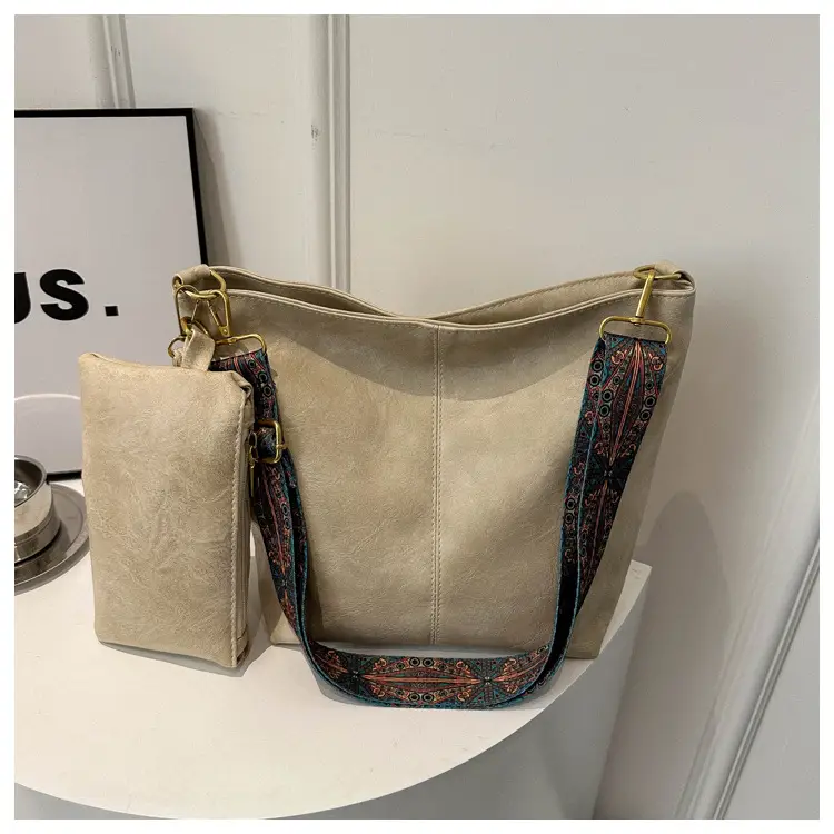 Vintage Beige Bucket Bag Women 2024 New Arrival - Image 2