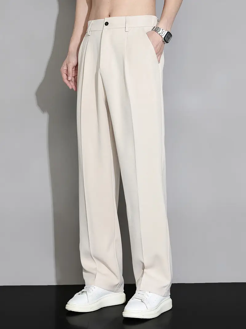 Black Straight Trousers Men's Casual Spring Autumn Wear - Image 5