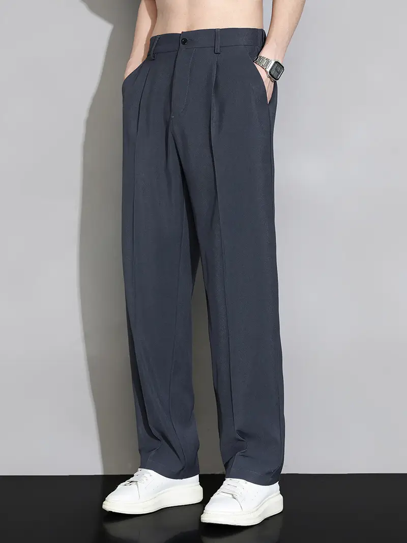 Black Straight Trousers Men's Casual Spring Autumn Wear - Image 6