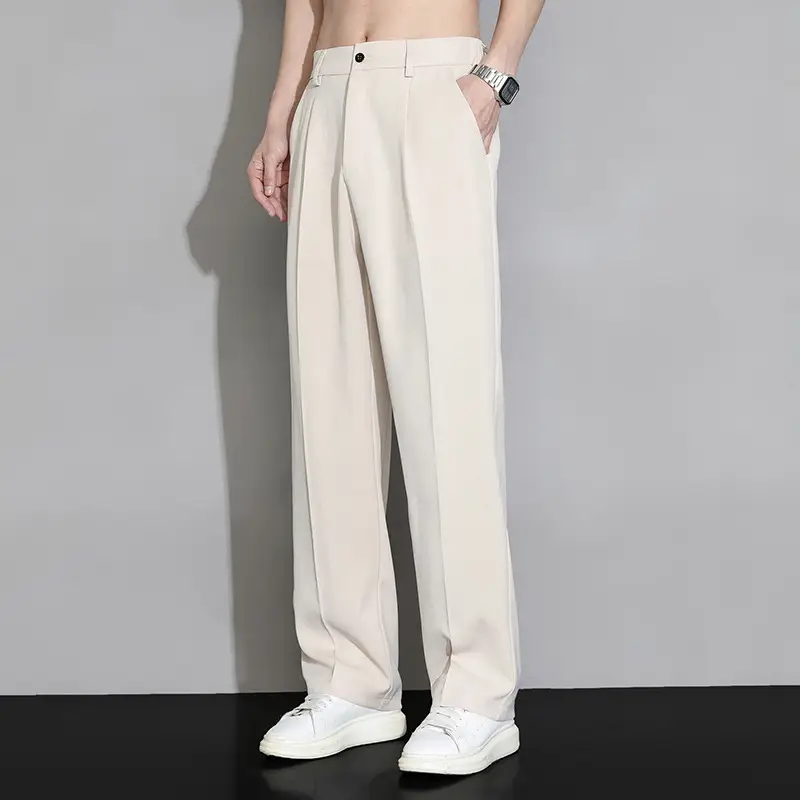 Black Straight Trousers Men's Casual Spring Autumn Wear - Image 3
