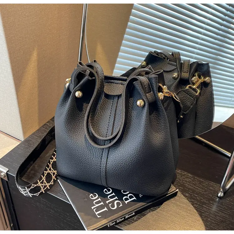 Black Korean Style Bucket Bag for Women — feature 21
