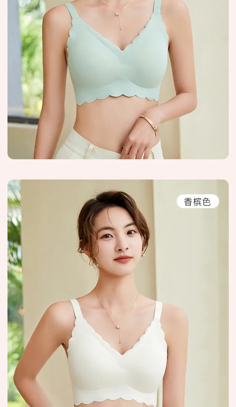 Black Traceless Underwear Women Summer Large Chest Small No Steel Ring Gathering — feature 19