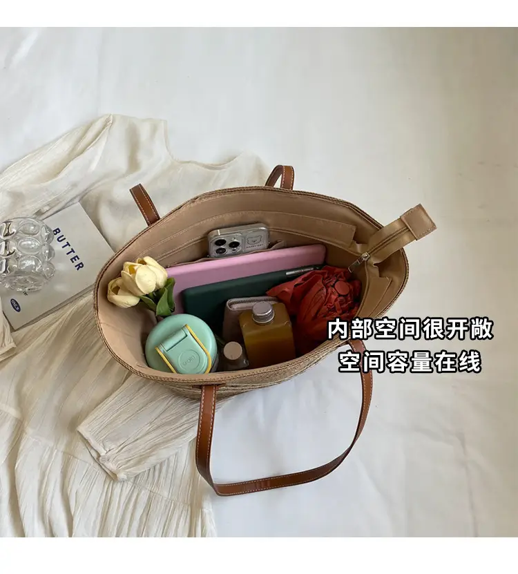 Women Straw Woven Large Capacity Shoulder Bag 2024 — feature 8