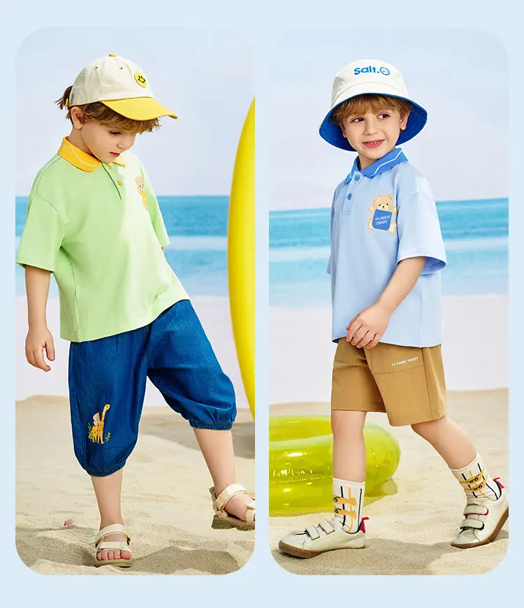 Classic Teddy Boys Boys Polo Shirt Light Blue Summer — feature 14