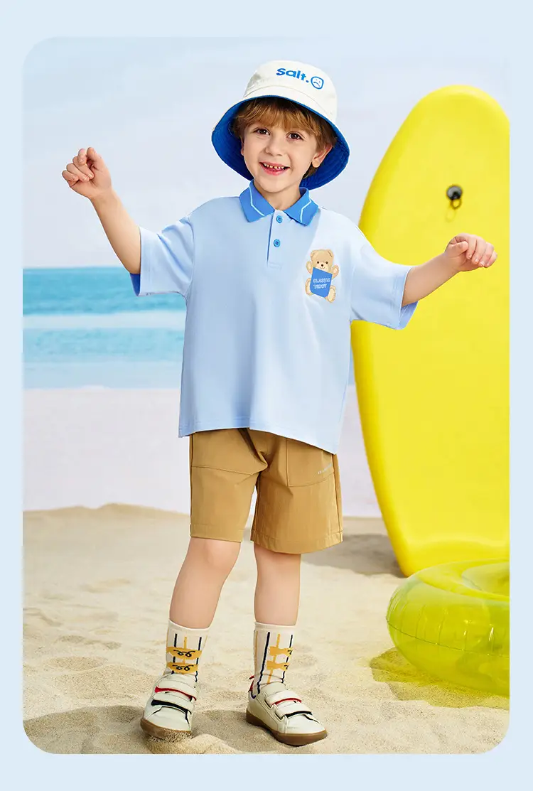 Classic Teddy Boys Boys Polo Shirt Light Blue Summer — feature 15