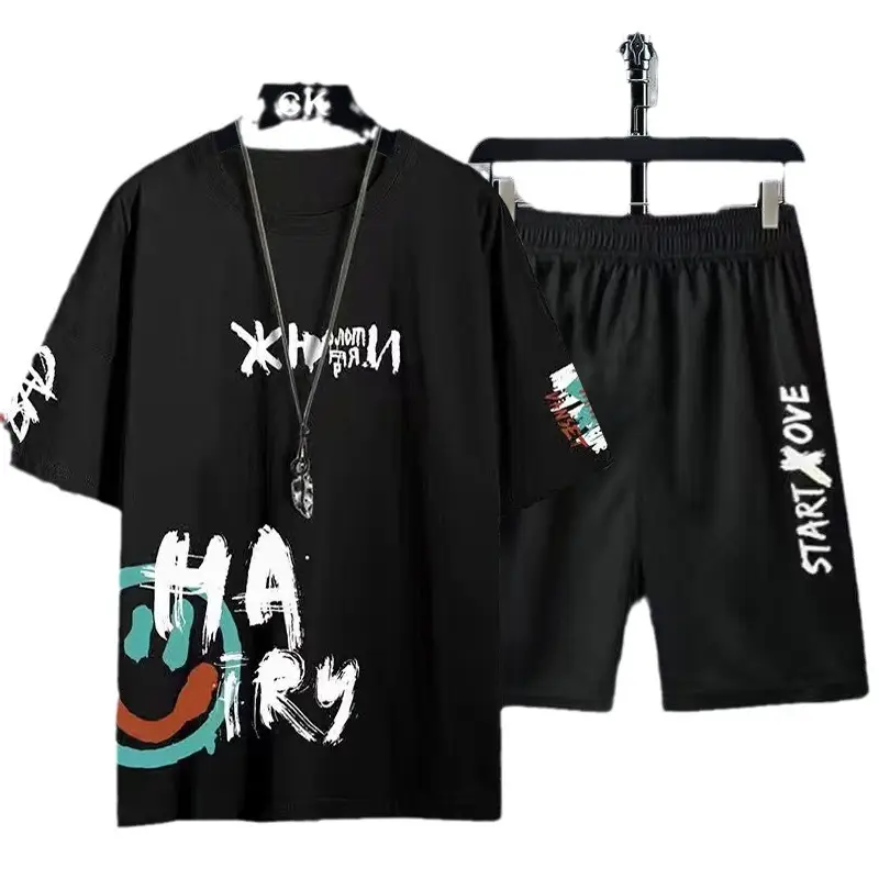 Men's Green Watermark Casual Shorts Set - Image 13