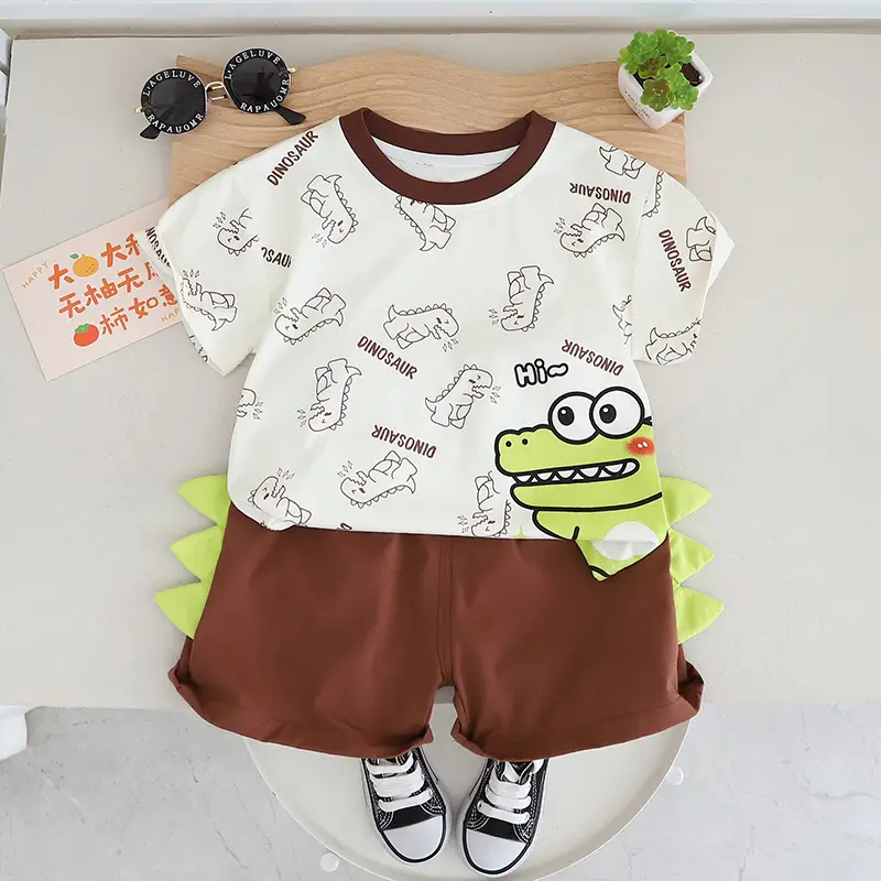 Kids Dinosaur Cotton T-Shirt Shorts Set 1-5Yr