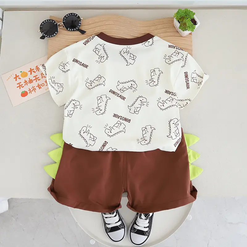 Kids Dinosaur Cotton T-Shirt Shorts Set 1-5Yr