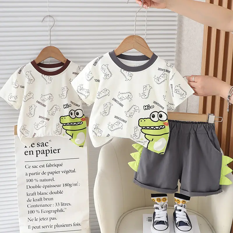 Kids Dinosaur Cotton T-Shirt Shorts Set 1-5Yr — feature 4