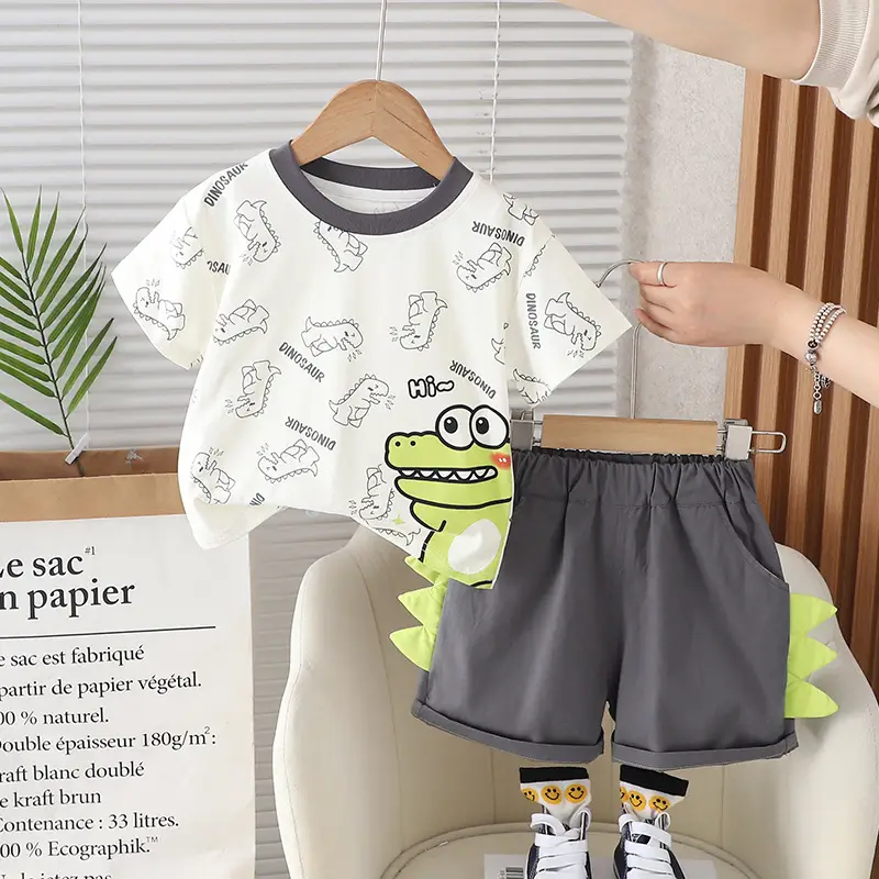 Kids Dinosaur Cotton T-Shirt Shorts Set 1-5Yr — feature 7