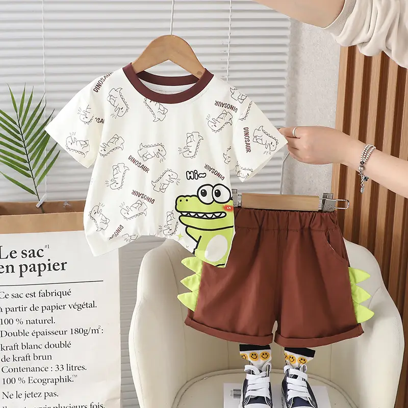 Kids Dinosaur Cotton T-Shirt Shorts Set 1-5Yr