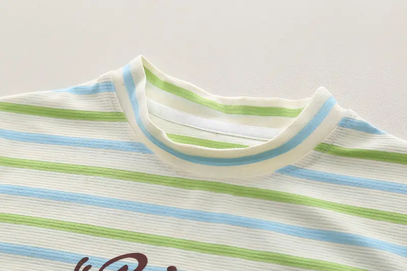 Kids Cotton Striped T-Shirt Set with Graphic Print — feature 9