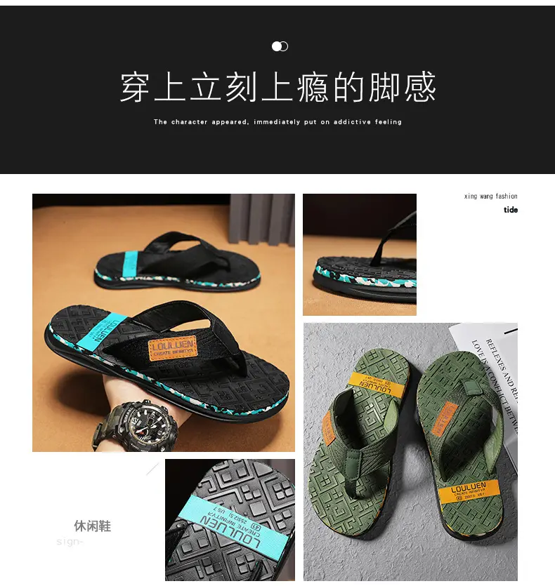 2024 Summer Flip Flops Men's Sandals Casual Trendy Non-slip Distinctive Fashionable Outer Wear Sandals and Slippers for Men — feature 2