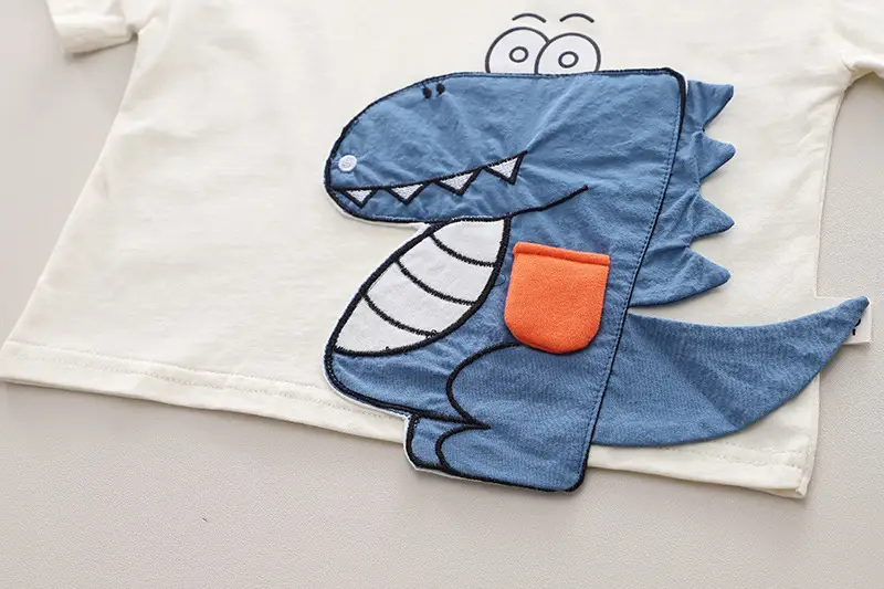 Boys Cartoon Dinosaur 2Pc Cotton Summer Suit — feature 11