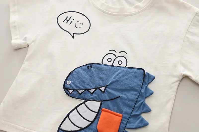 Boys Cartoon Dinosaur 2Pc Cotton Summer Suit — feature 9