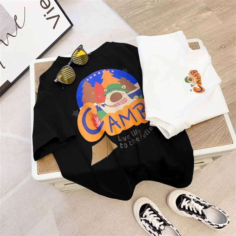 Haima Boys Short Sleeve T-Shirt White Black Graffiti Print - Image 5