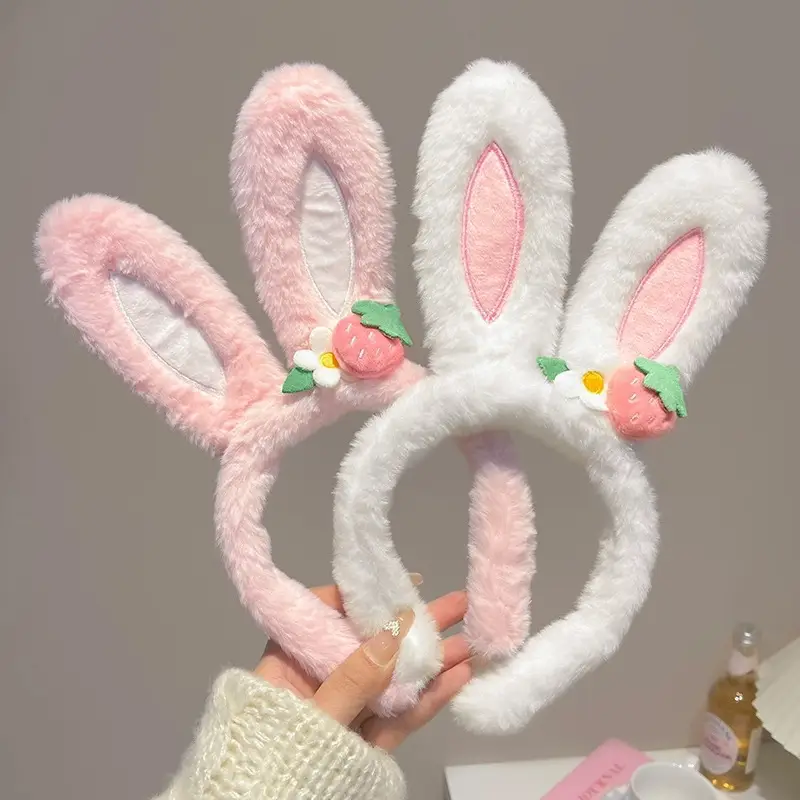 Cute Strawberry Bunny Ear Headband for Women - Image 4