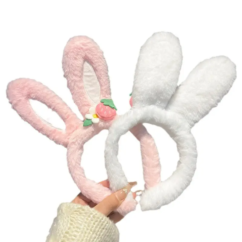 Cute Strawberry Bunny Ear Headband for Women - Image 7