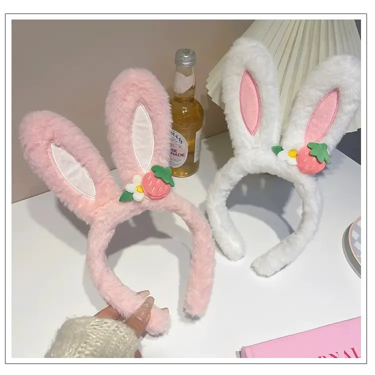 Cute Strawberry Bunny Ear Headband for Women — feature 11