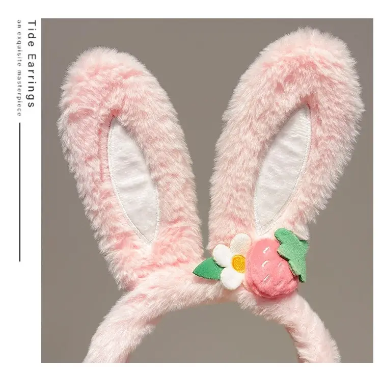 Cute Strawberry Bunny Ear Headband for Women — feature 13