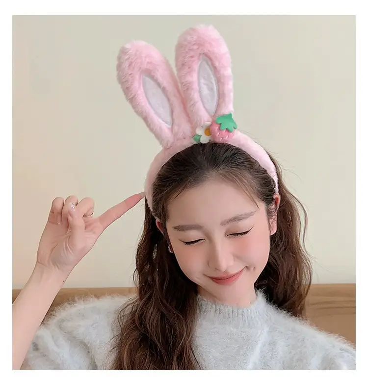 Cute Strawberry Bunny Ear Headband for Women — feature 8