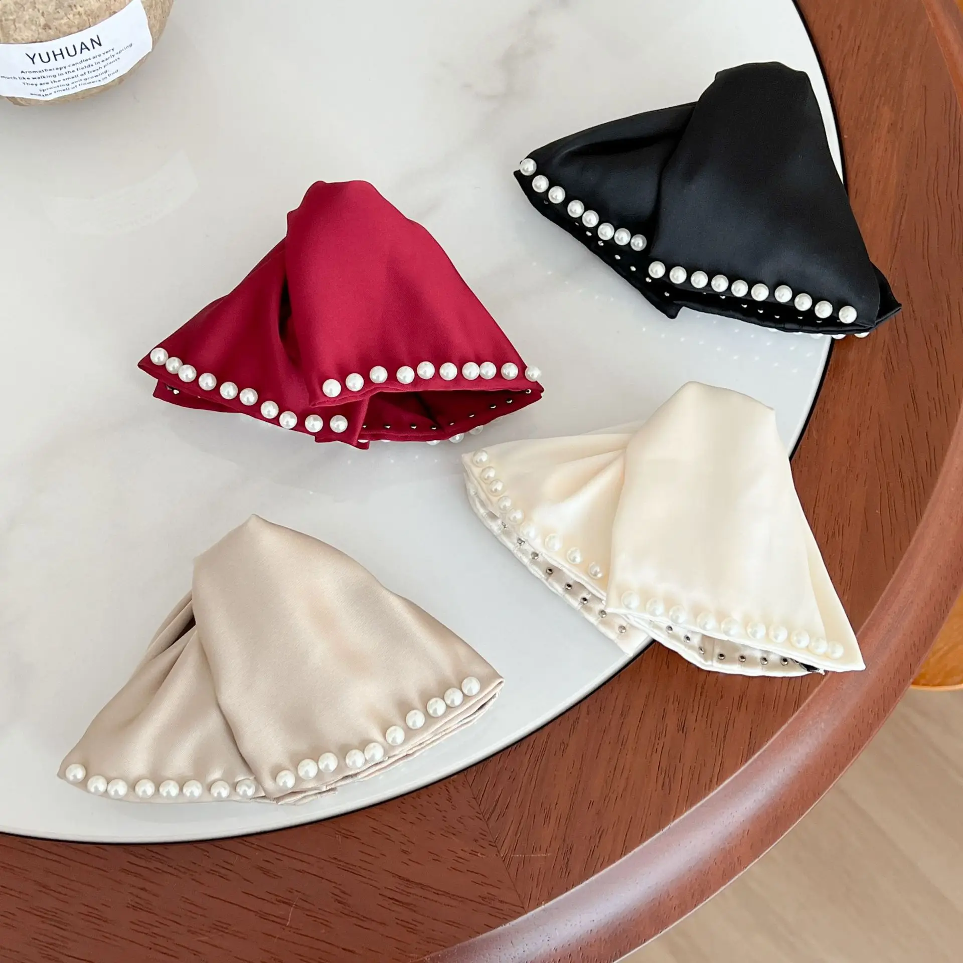Large Bow Grab Hair Clip Multi Satin Beads Shark Back — feature 8