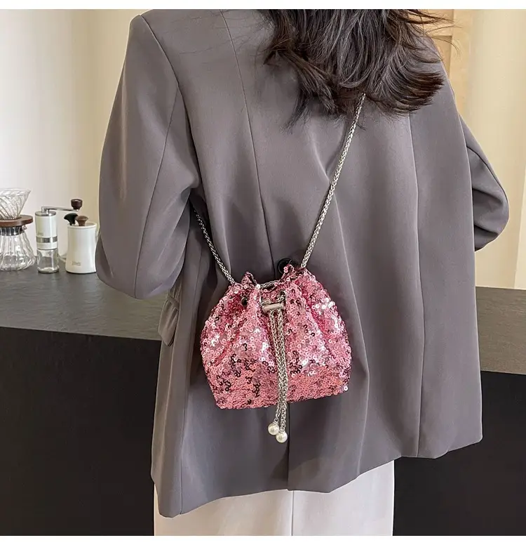 Pink Sequin Chain Messenger Bag for Women 2024 — feature 10
