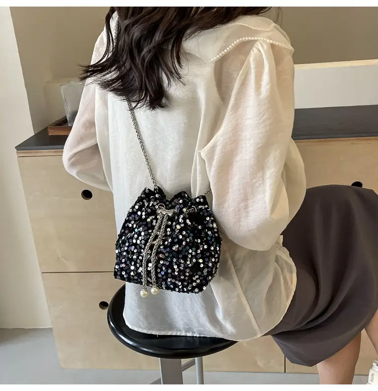 Pink Sequin Chain Messenger Bag for Women 2024 — feature 11