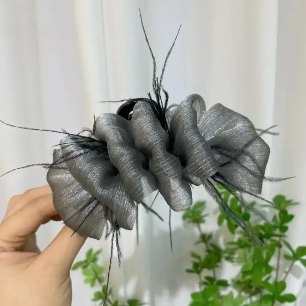 Women Feather Hairpin with Mesh Clip Multi-Temperament - Image 8