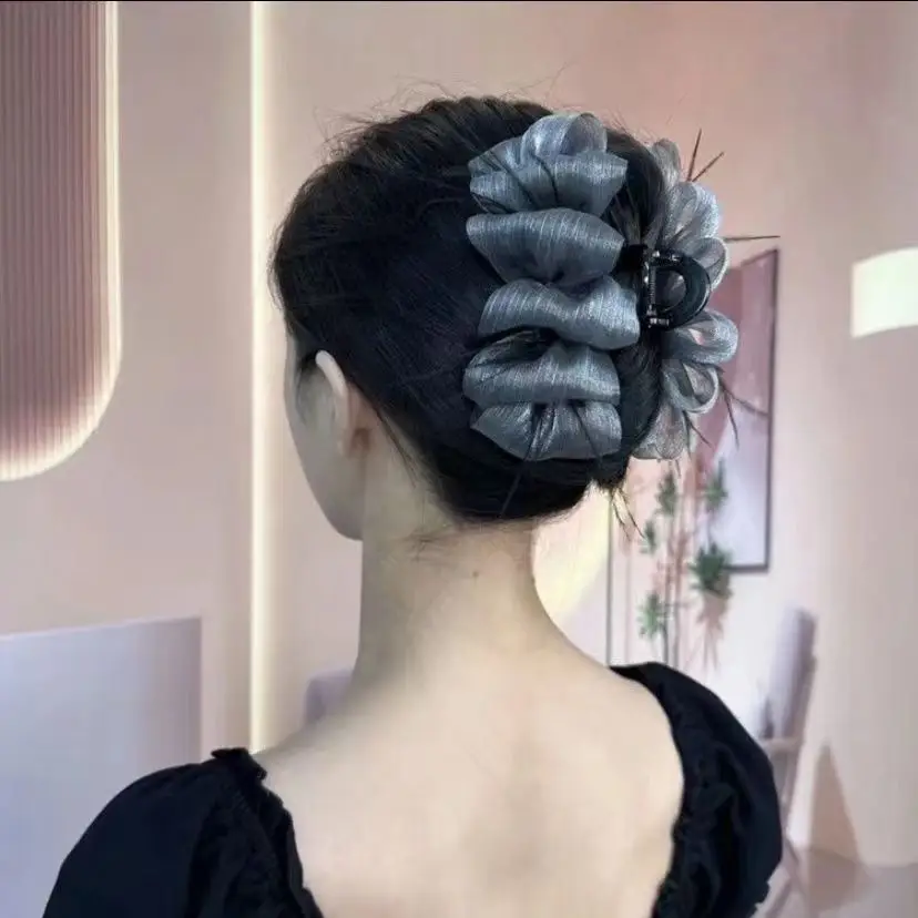 Women Feather Hairpin with Mesh Clip Multi-Temperament — feature 1