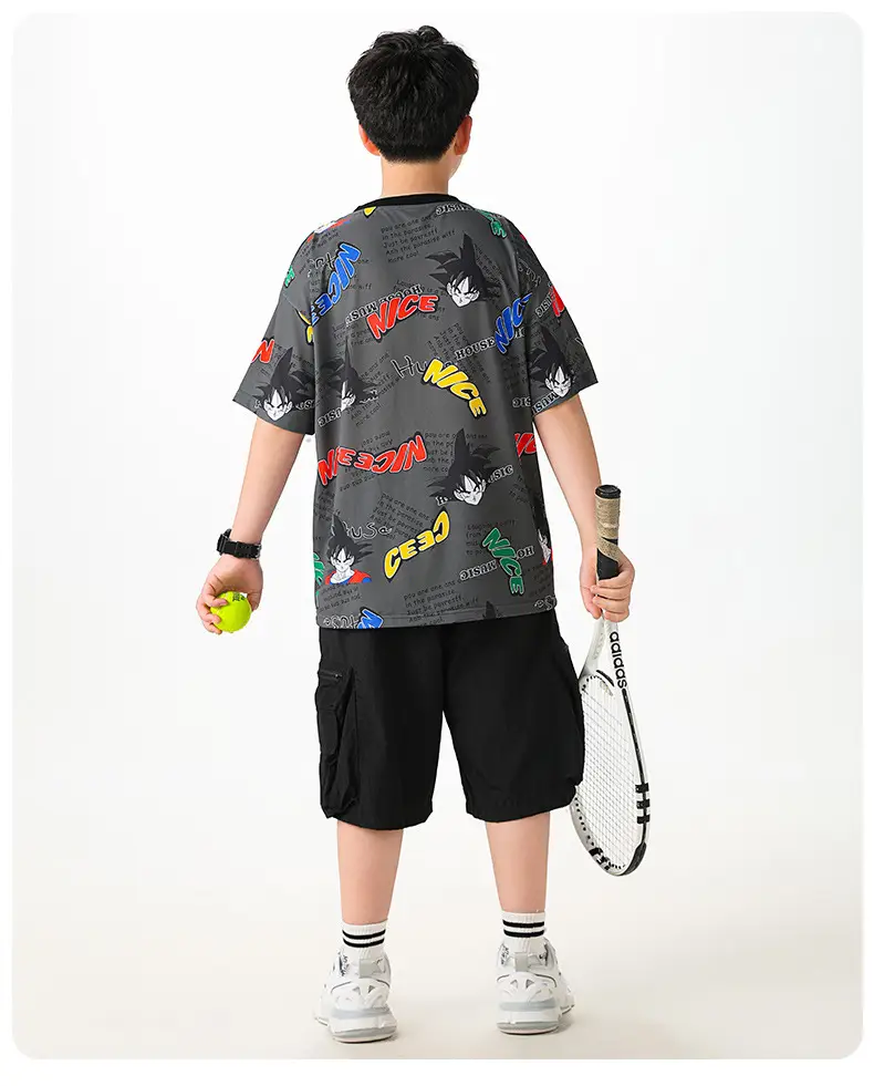 Big Sale Boys Mesh T-Shirt Shorts Set Medium Large — feature 12