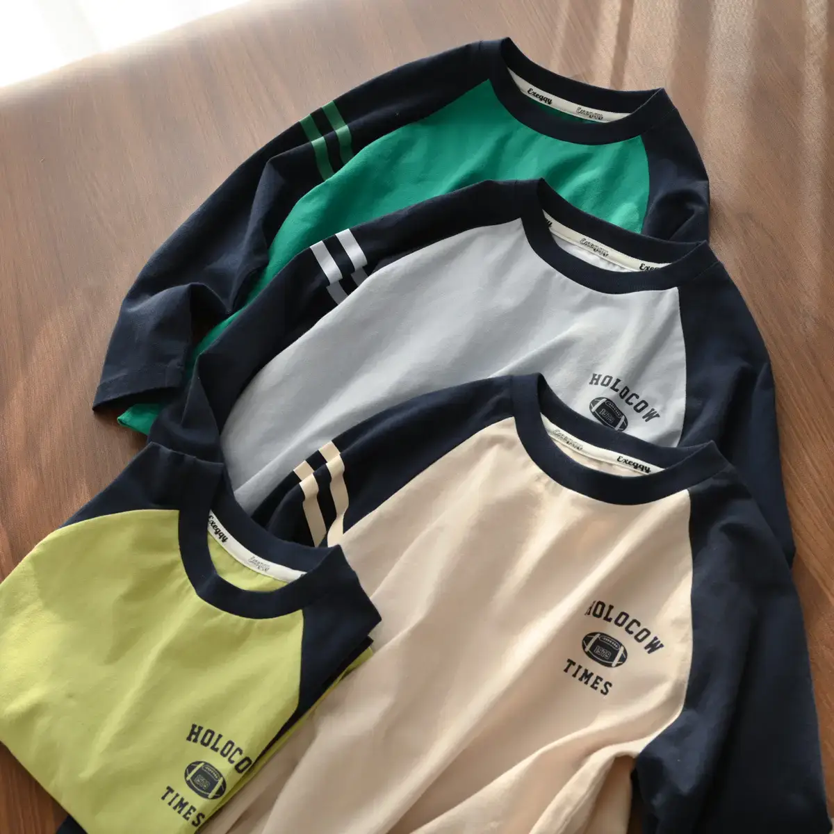 Children Cotton Long Sleeve T-Shirt Navy Beige 170L