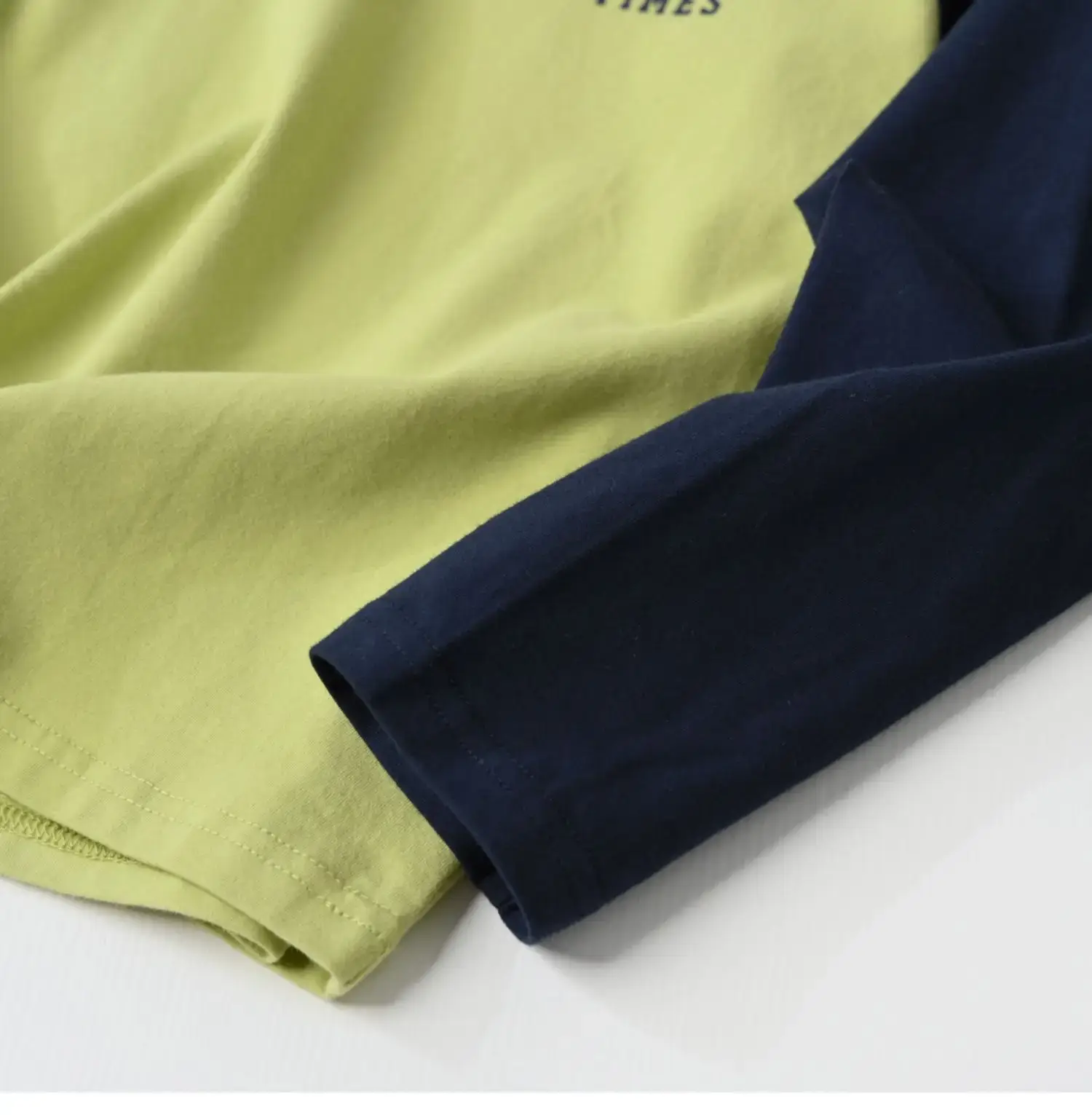 Children Cotton Long Sleeve T-Shirt Navy Beige 170L — feature 10