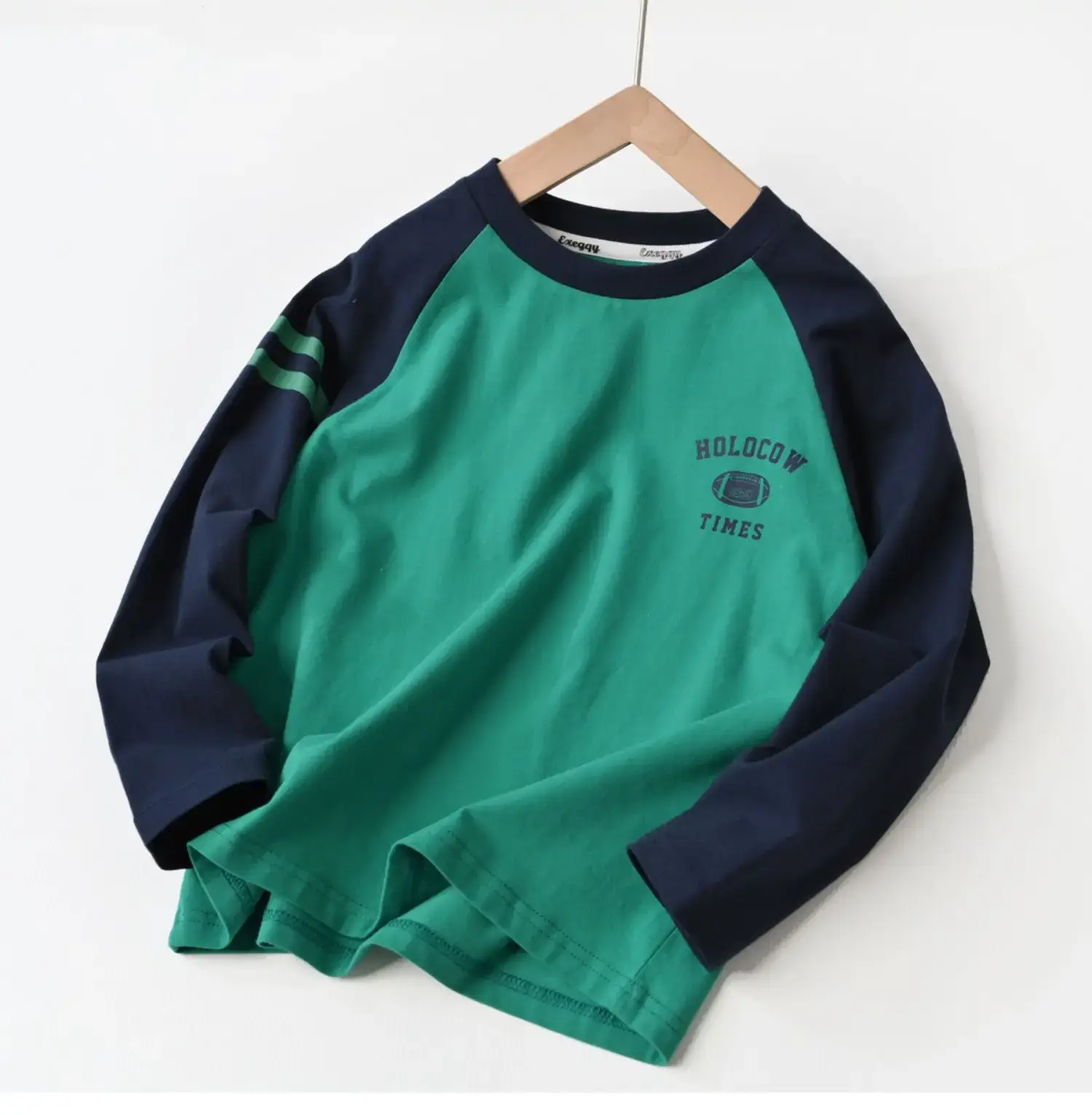 Children Cotton Long Sleeve T-Shirt Navy Beige 170L — feature 12