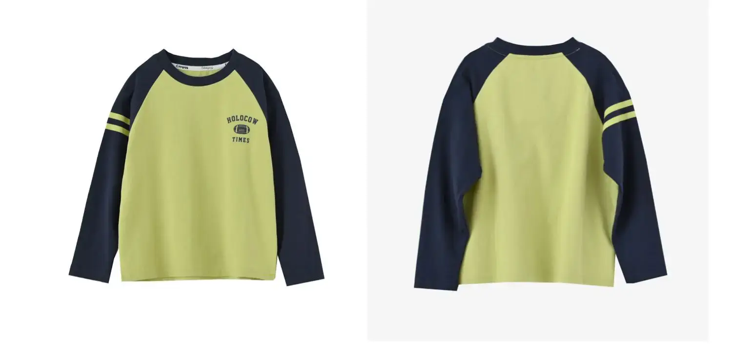 Children Cotton Long Sleeve T-Shirt Navy Beige 170L — feature 2