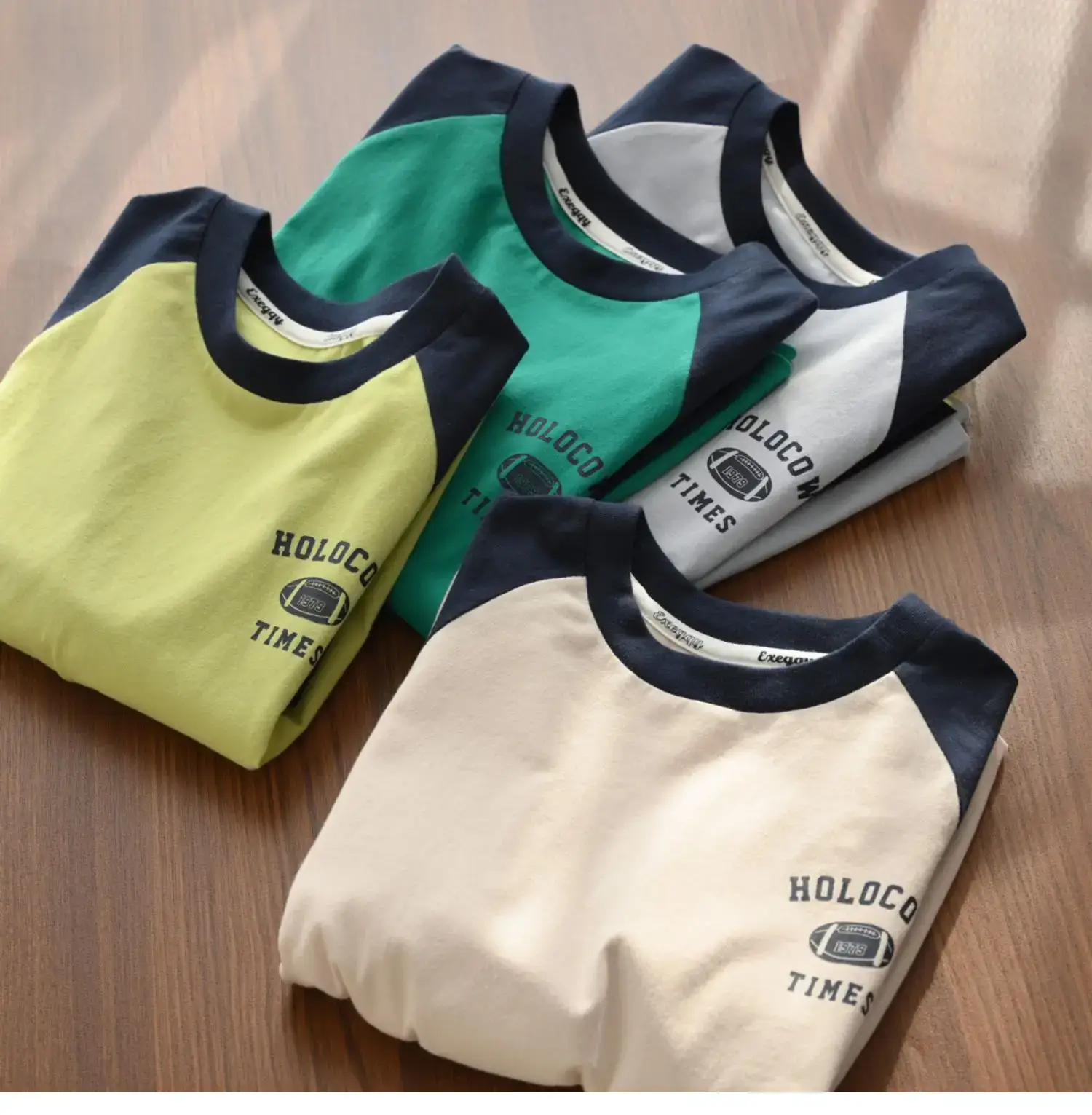 Children Cotton Long Sleeve T-Shirt Navy Beige 170L — feature 6