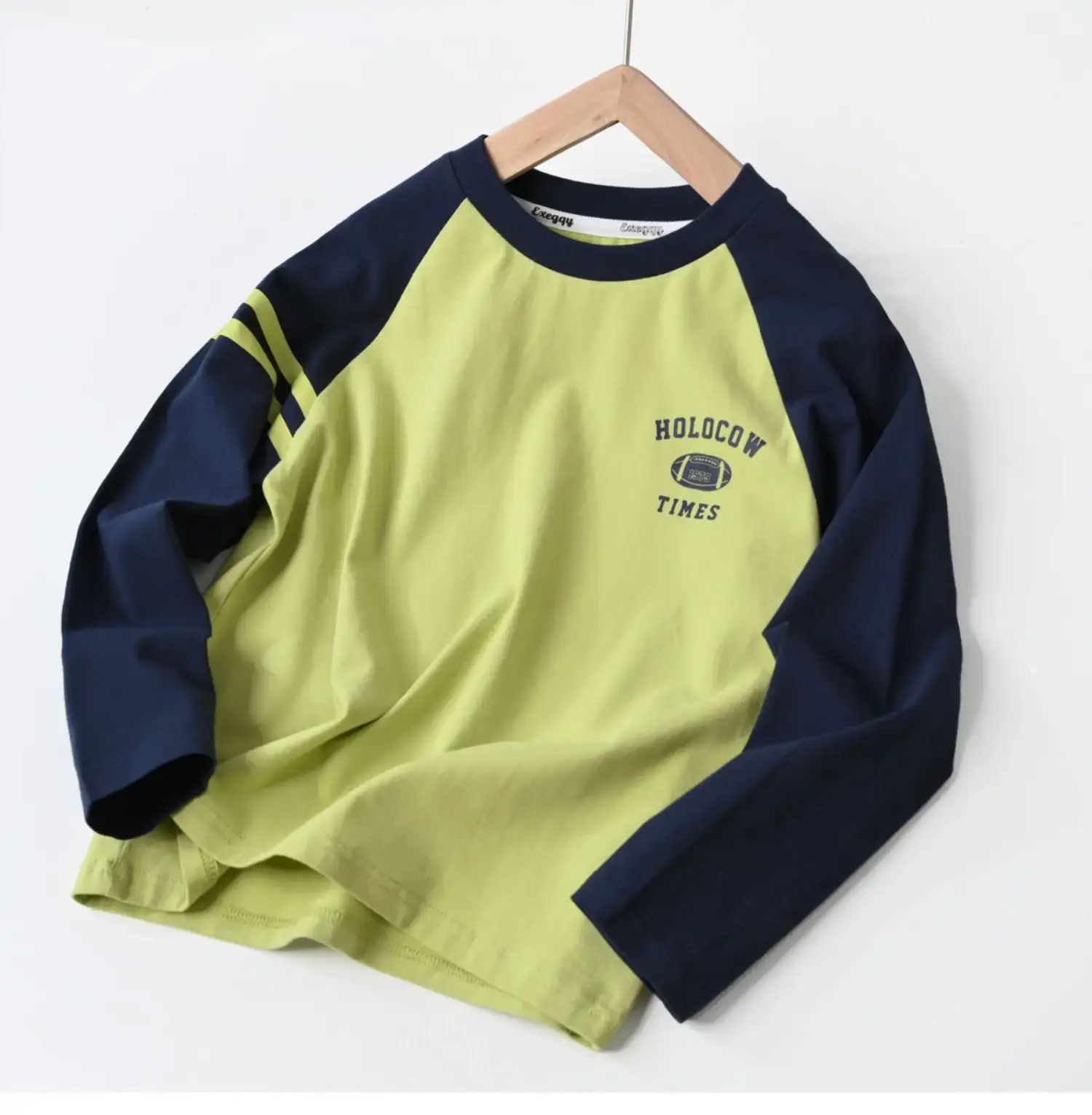 Children Cotton Long Sleeve T-Shirt Navy Beige 170L — feature 7