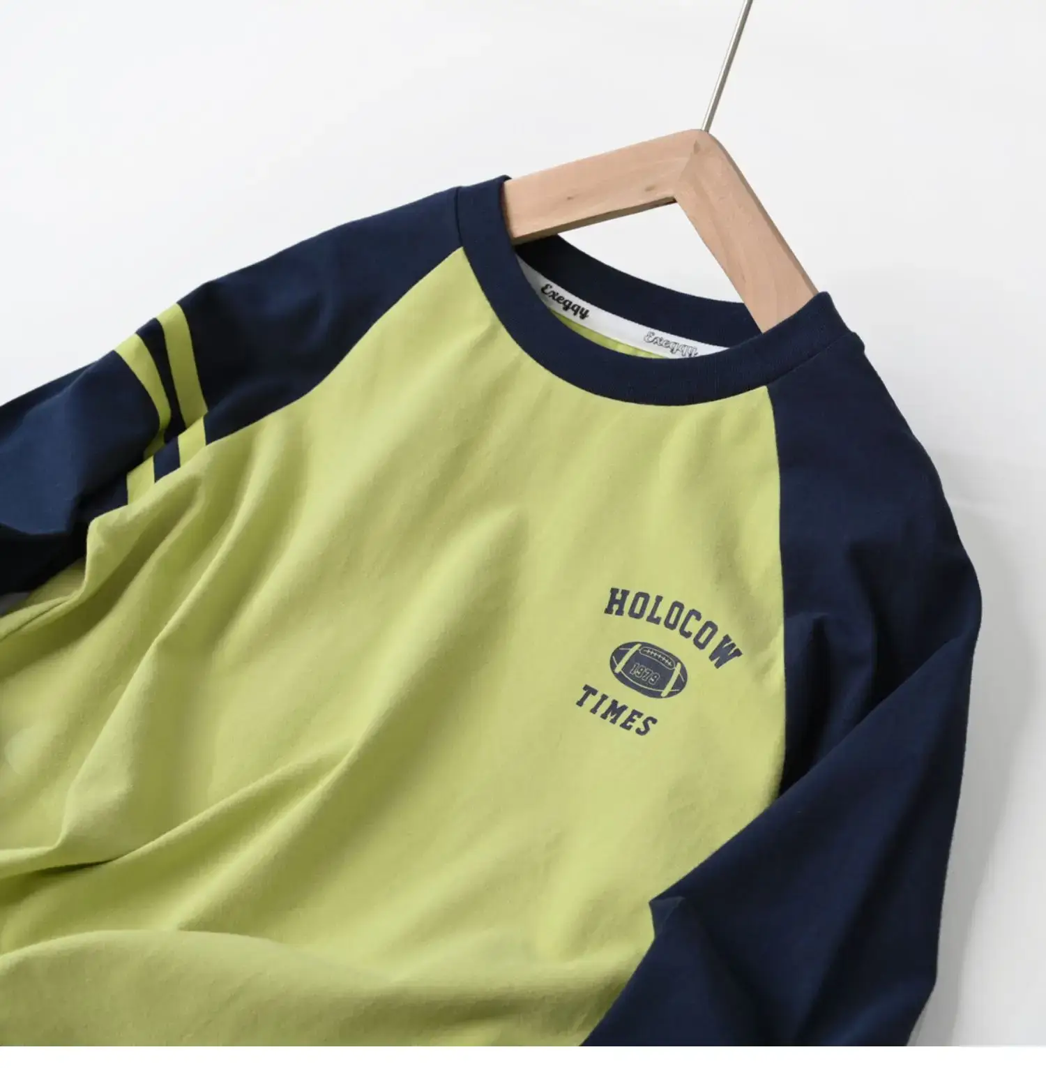 Children Cotton Long Sleeve T-Shirt Navy Beige 170L — feature 8