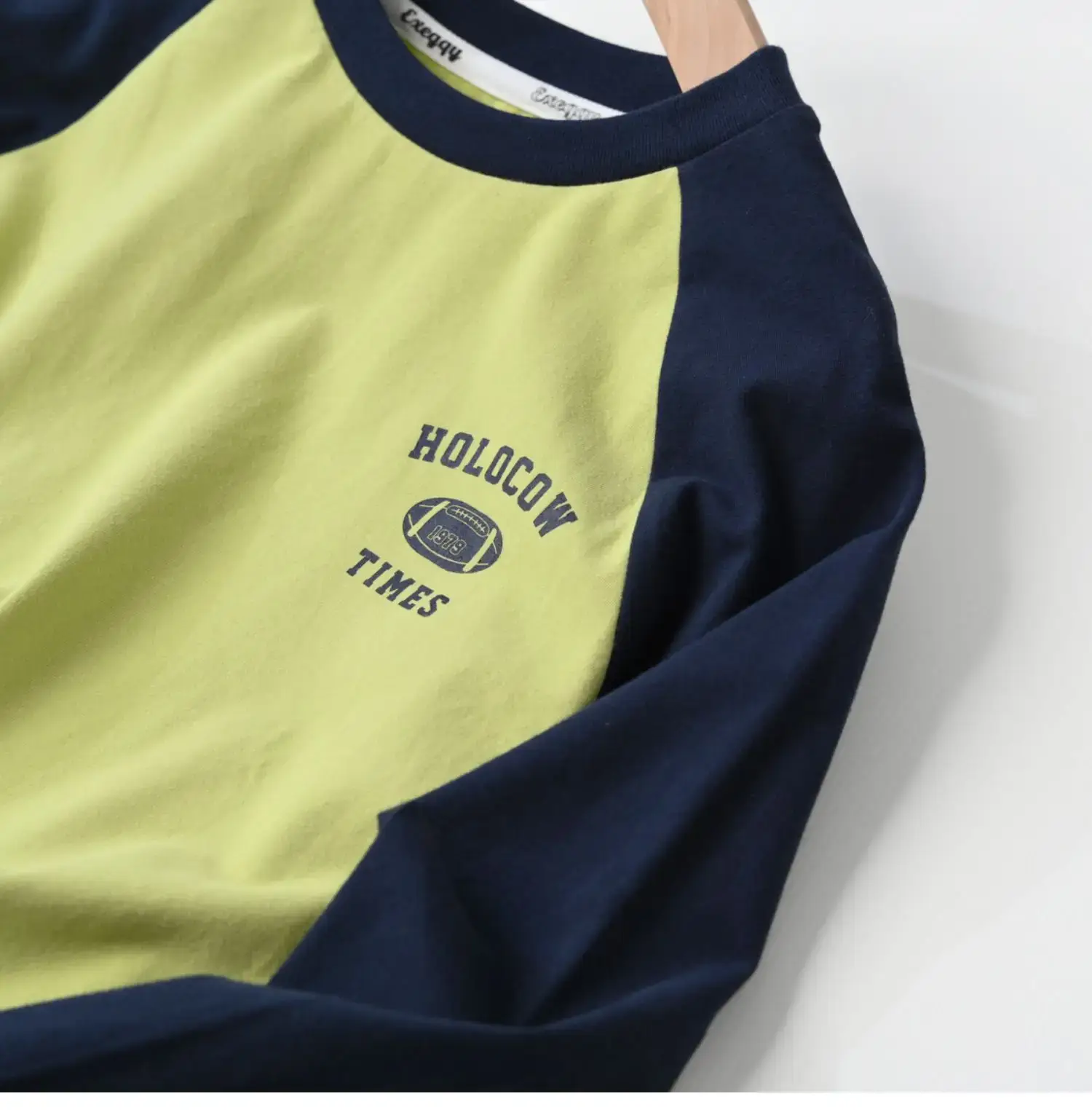 Children Cotton Long Sleeve T-Shirt Navy Beige 170L — feature 9