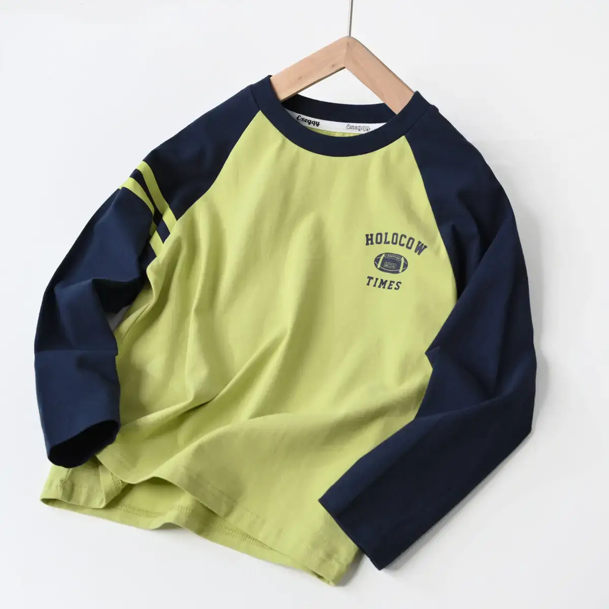 Children Cotton Long Sleeve T-Shirt Navy Beige 170L