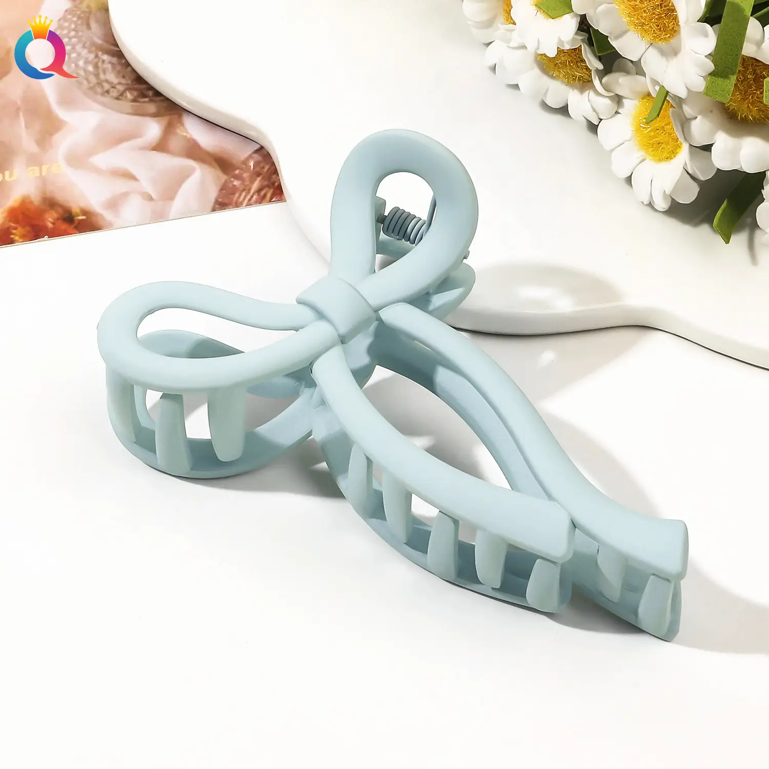 10cm bow-frosted light blue