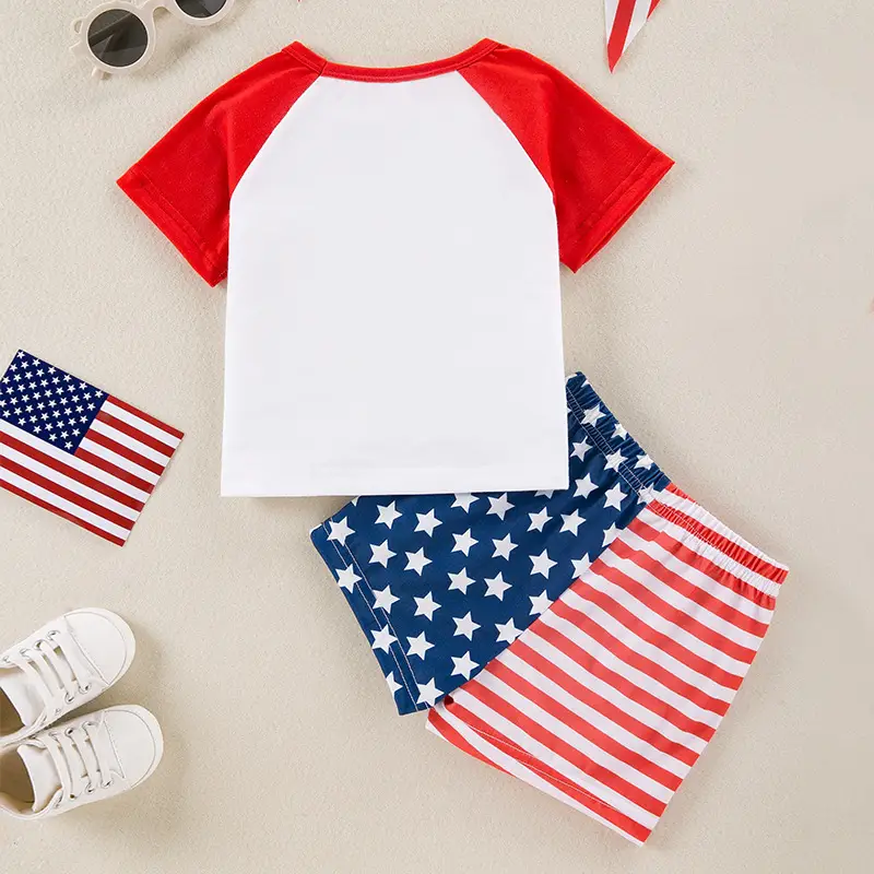 Independence Day Boys Red Star T-Shirt Shorts 2-Piece Party Dress - Image 3