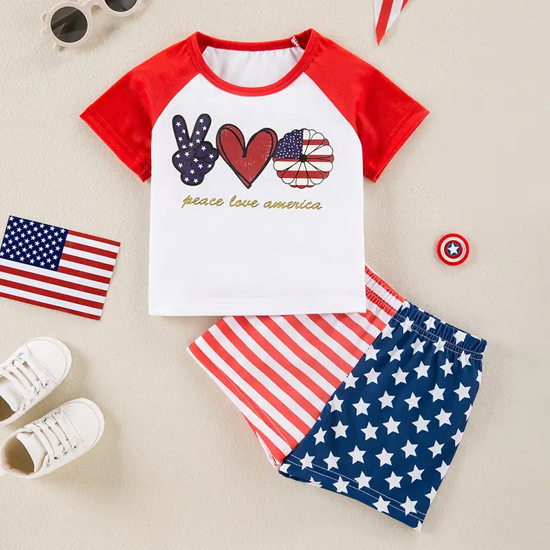 Independence Day Boys Red Star T-Shirt Shorts 2-Piece Party Dress