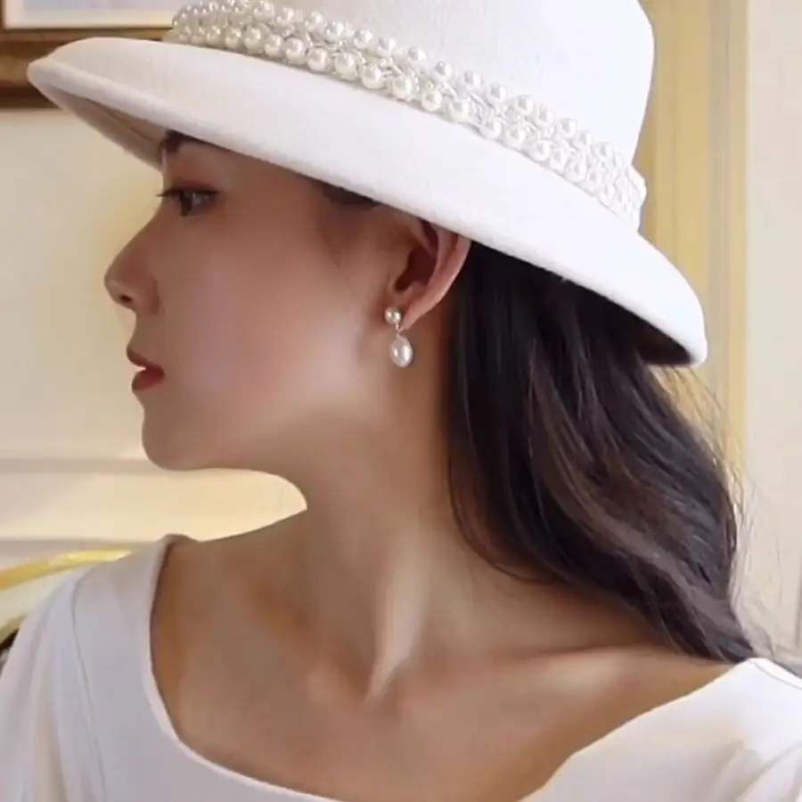 S925 Gold Plated Pearl Drop Earrings for Women