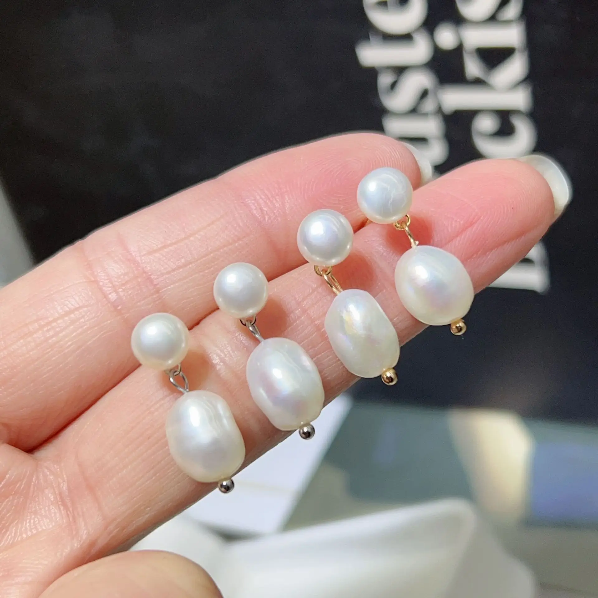 S925 Gold Plated Pearl Drop Earrings for Women