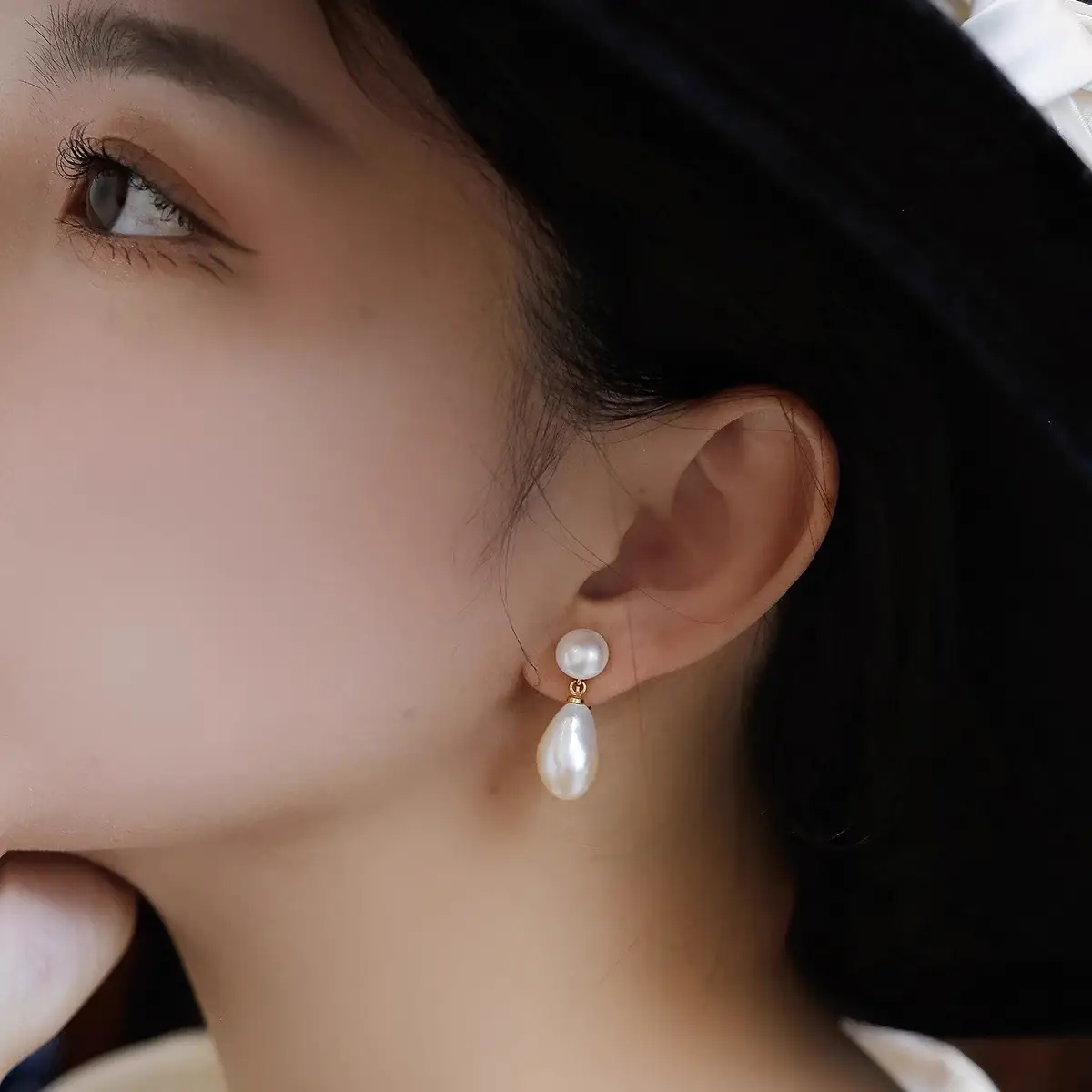 S925 Gold Plated Pearl Drop Earrings for Women — feature 2