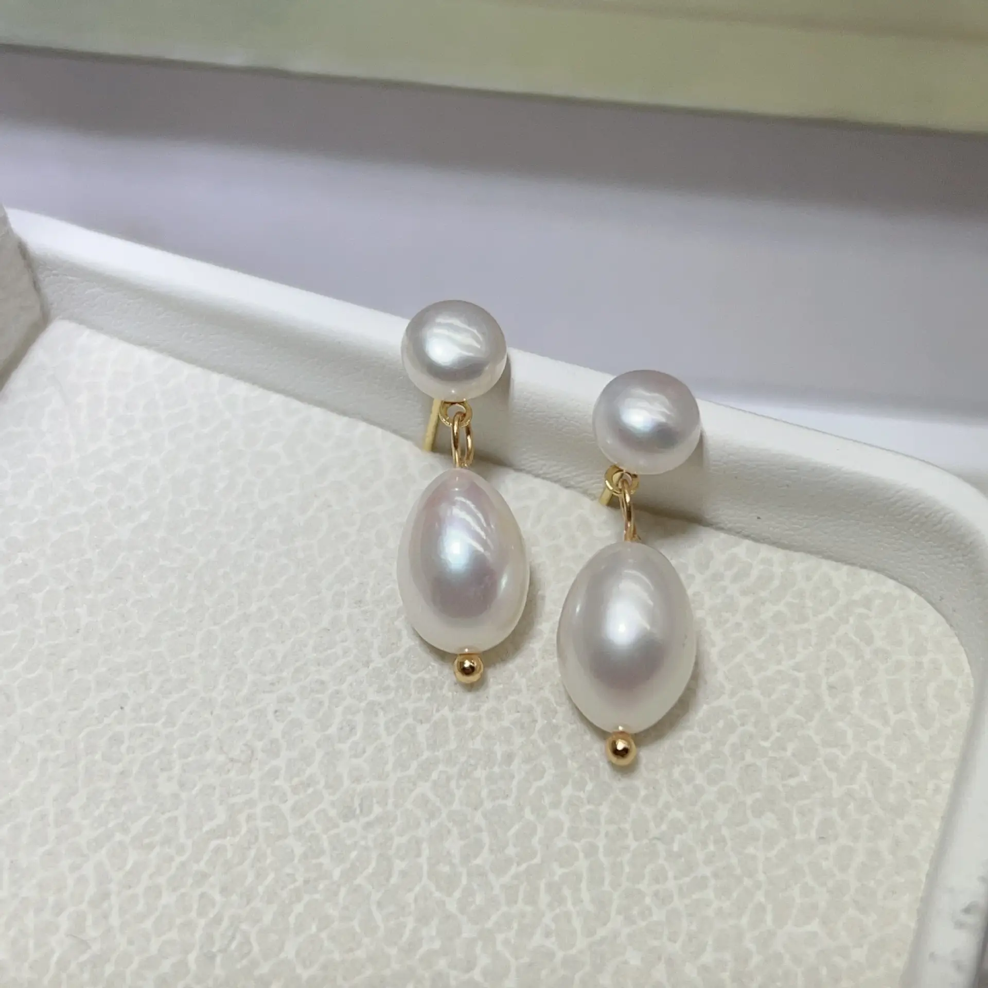 S925 Gold Plated Pearl Drop Earrings for Women